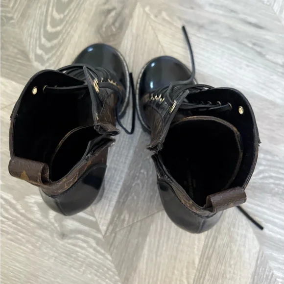 Louis Vuitton Monogram Brown and Black Heeled Boots - Picture 3 of 8